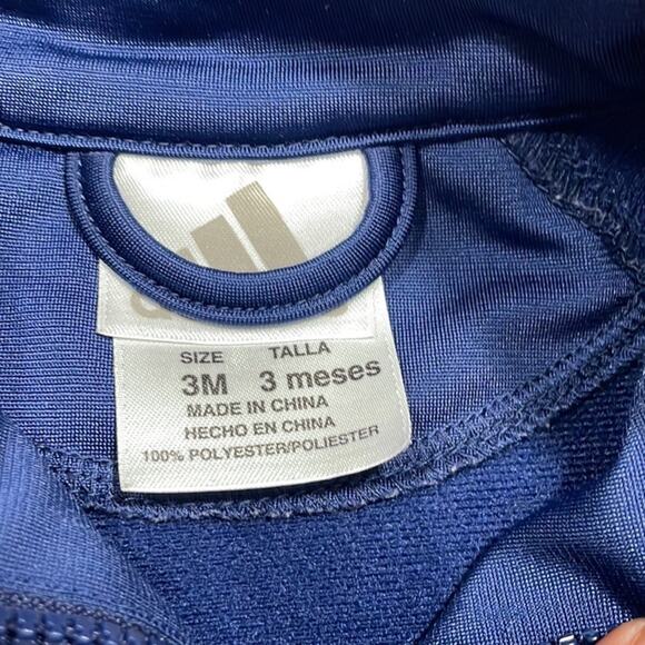 Adidas Logo Zip Up Track Jacket Baby Size 3 Months Navy White - Picture 2 of 4